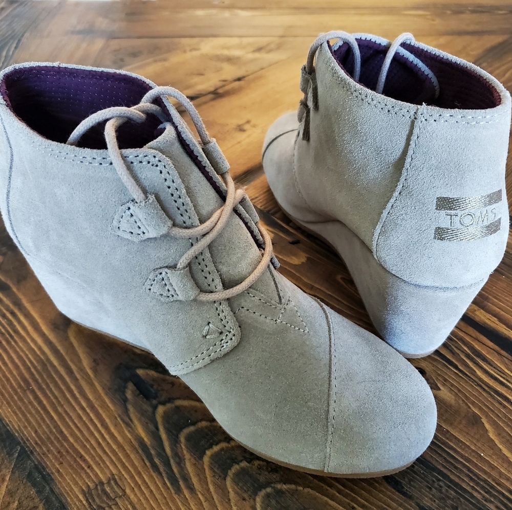 Toms Suede Wedge Booties